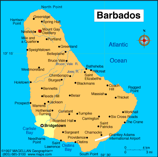Cities Map of Barbados
