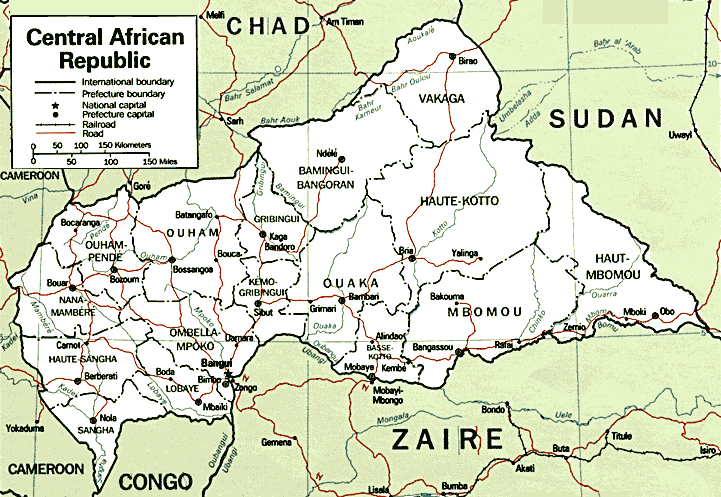 Центральноафриканская республика карта
