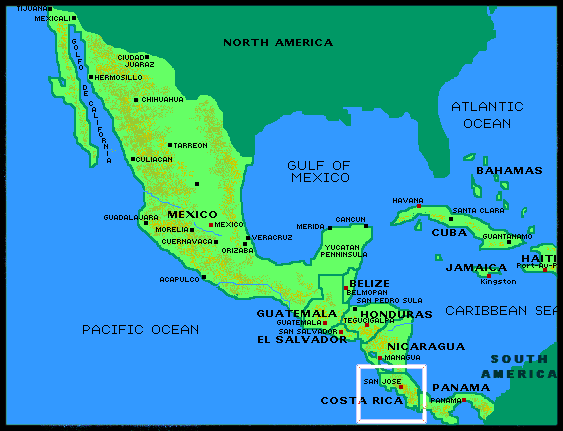 Costa Rica On Us Map - United States Map