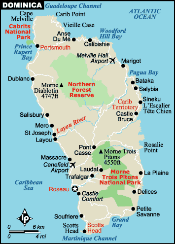 Cities Map of Dominica