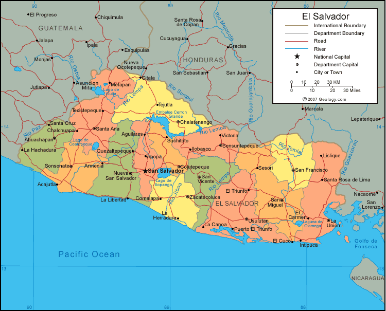 Political Map of El Salvador
