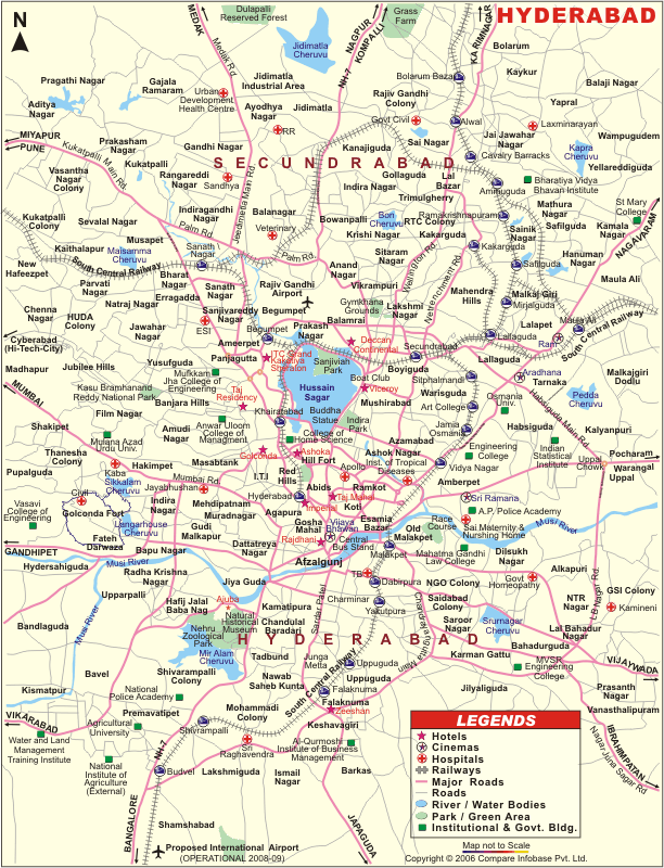 Hyderabad City Map With Area Names Hyderabad Map