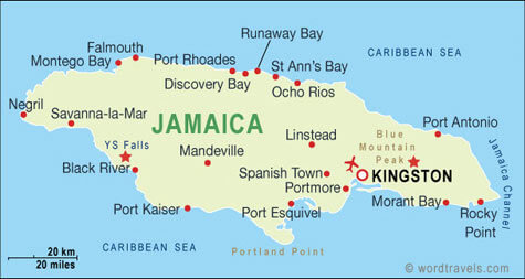 Jamaica Major Cities Map