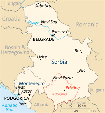 Карта сербии и косово подробная на русском языке с городами