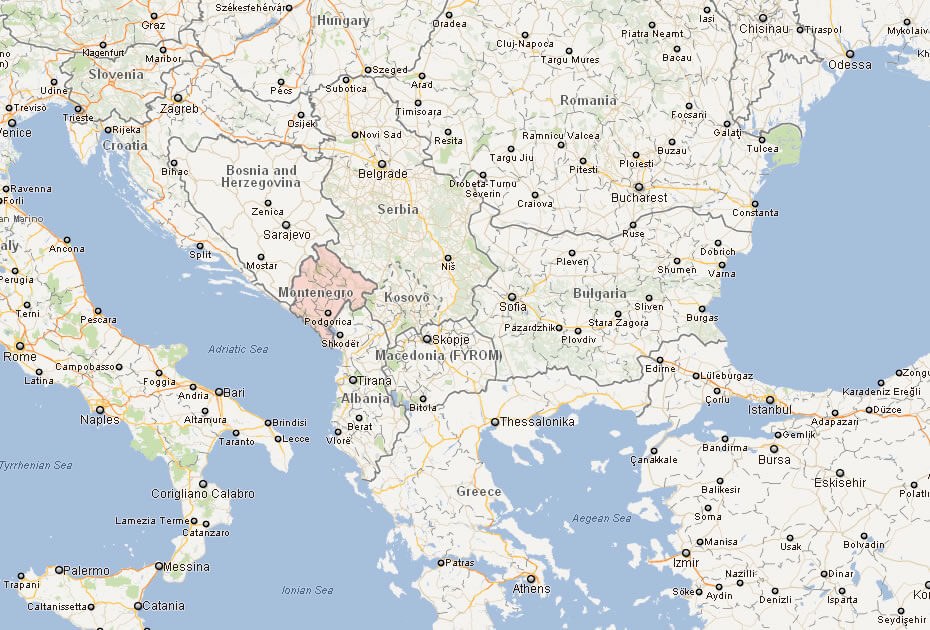 montenegro carte europe Map of Montenegro Europe