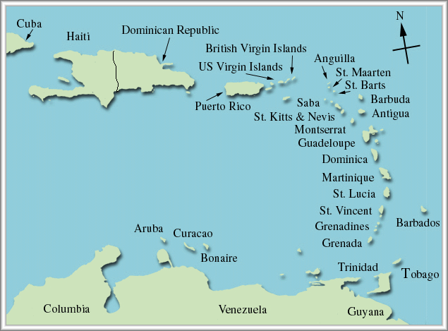 Netherlands Antilles Caribbean Map