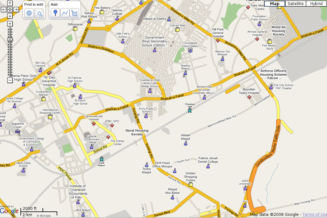 University Road Karachi Map Karachi Map