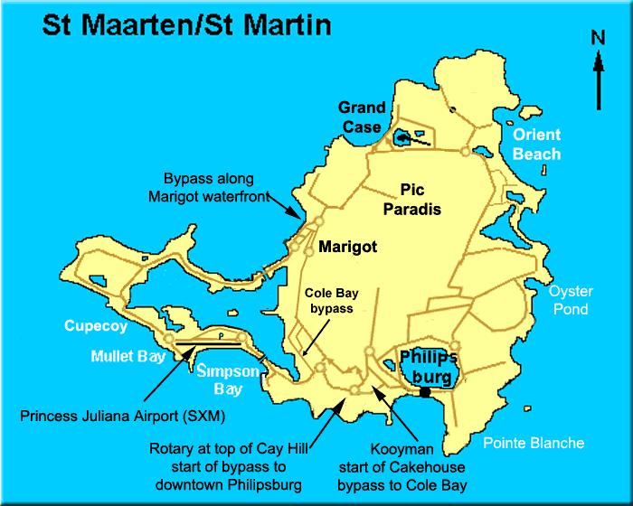 Physical Map of Saint Martin Island
