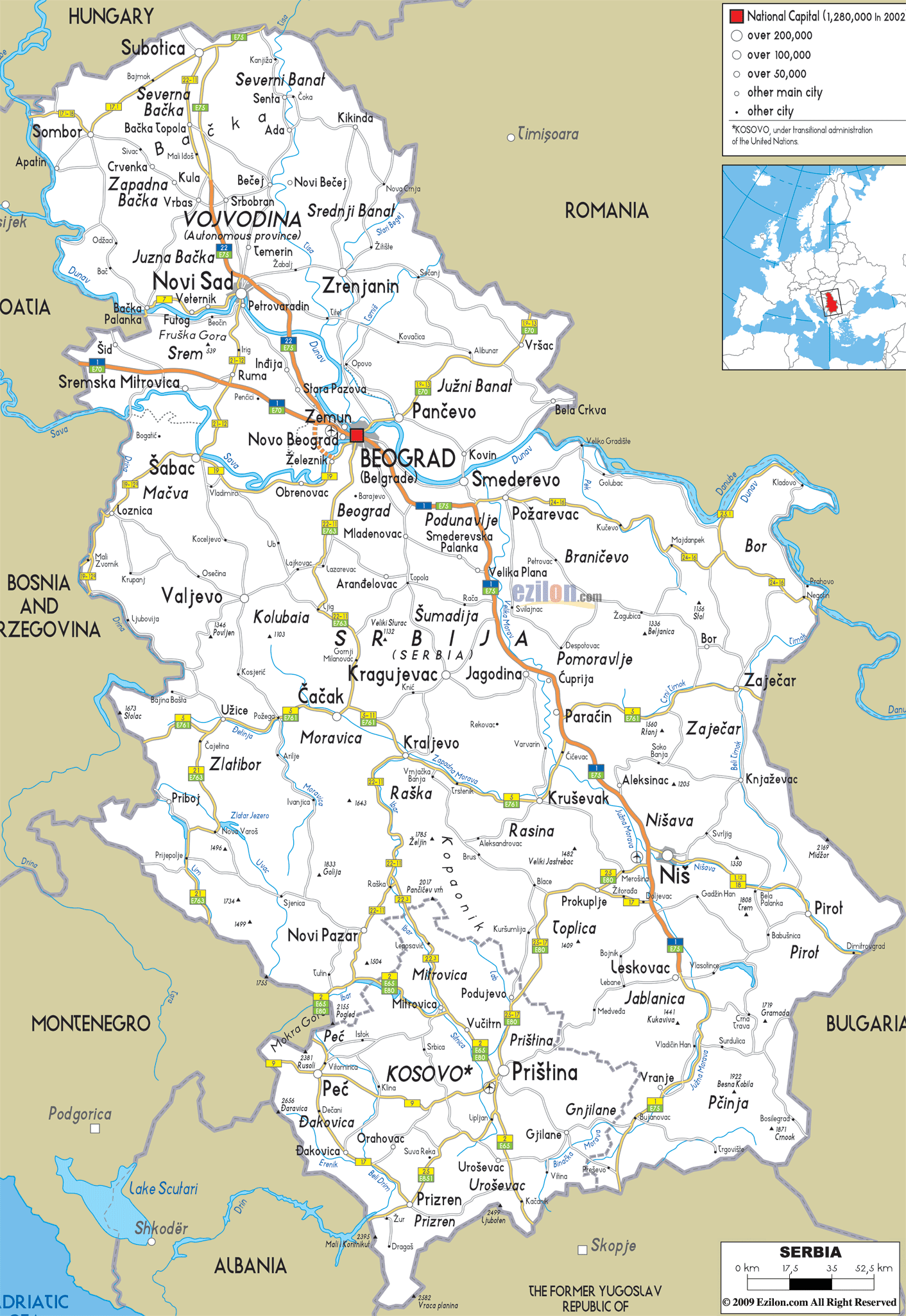 Сербия карта с границами