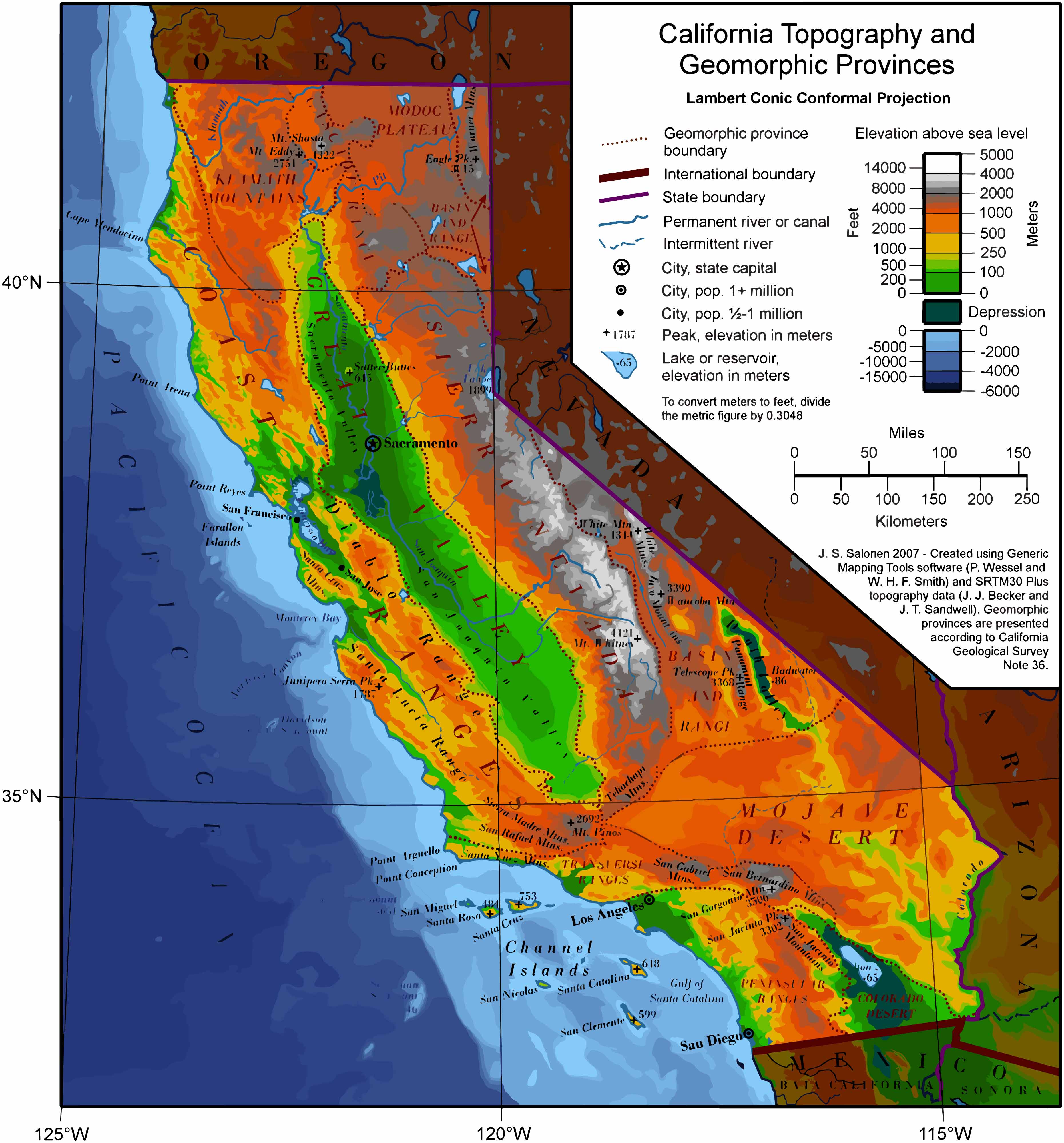 California Physical Map