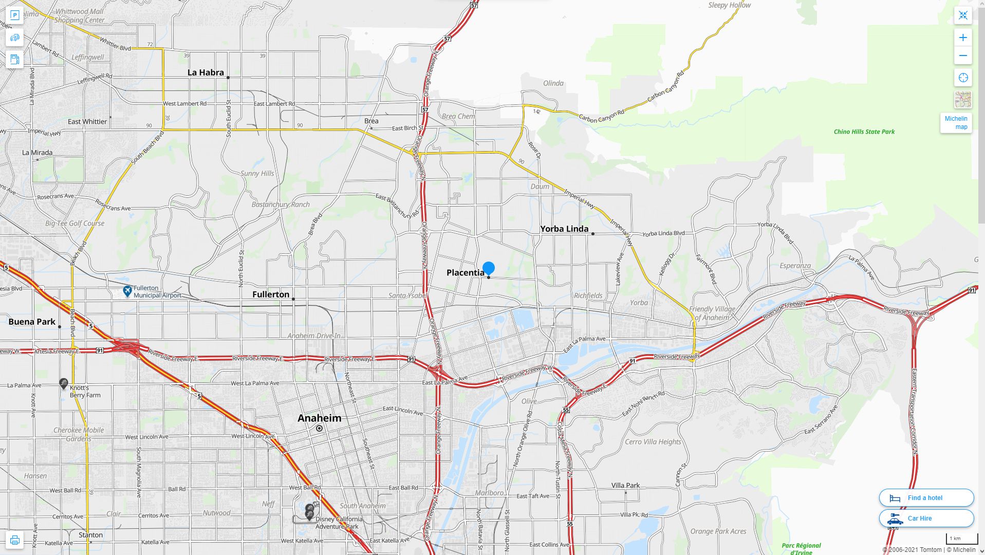 Placentia, California Map