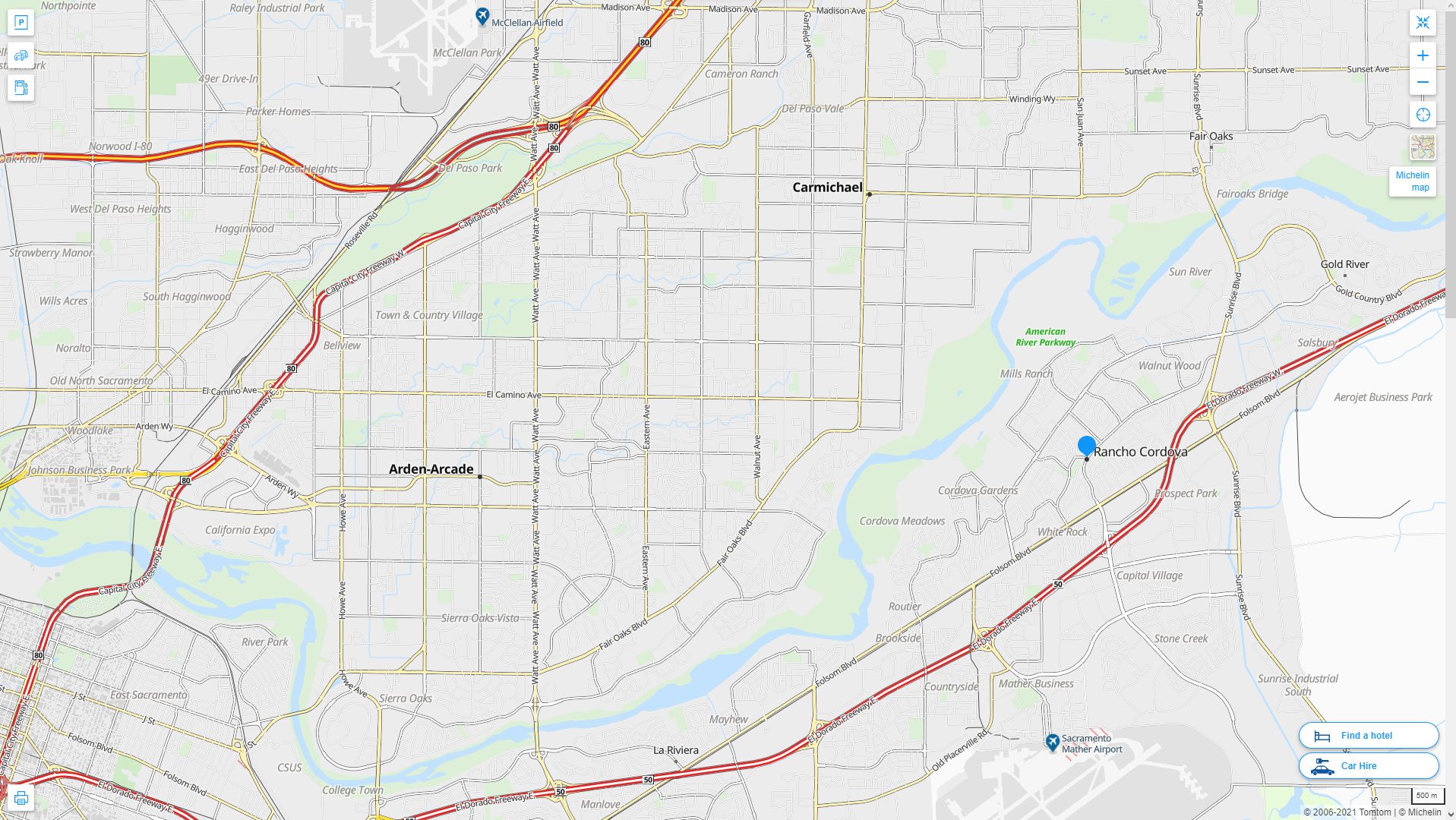 Rancho Cordova California Map