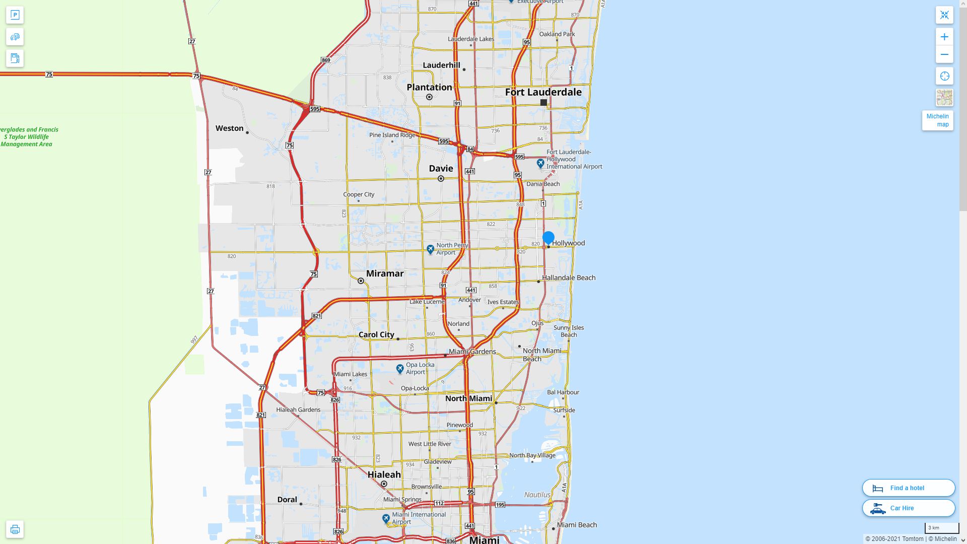 Hollywood, Florida Map