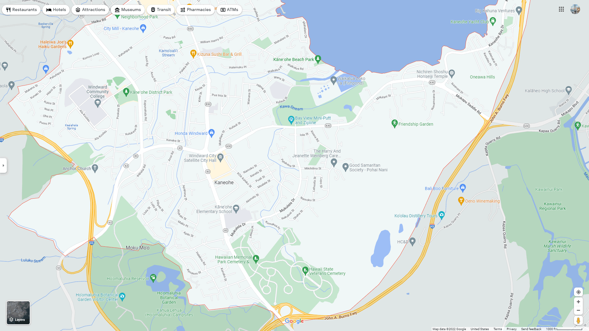 Kaneohe Hawaii Map