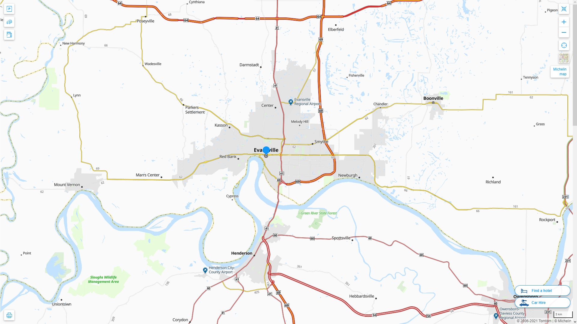 Evansville, Indiana Map