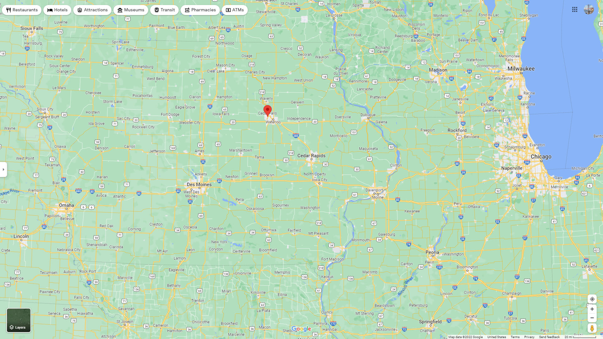 Cedar Falls, Iowa Map