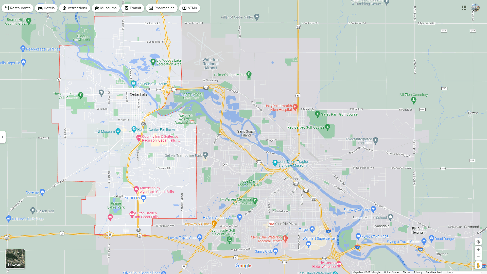 Cedar Falls, Iowa Map