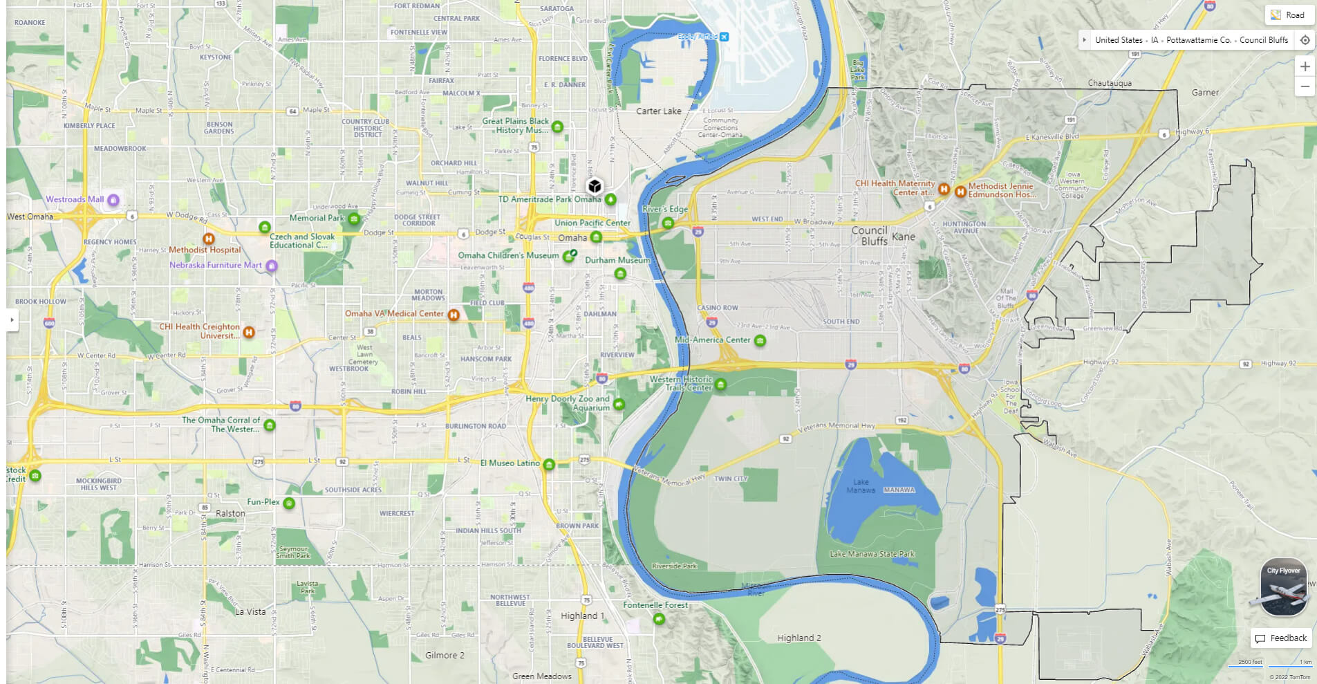 Council Bluffs, Iowa Map