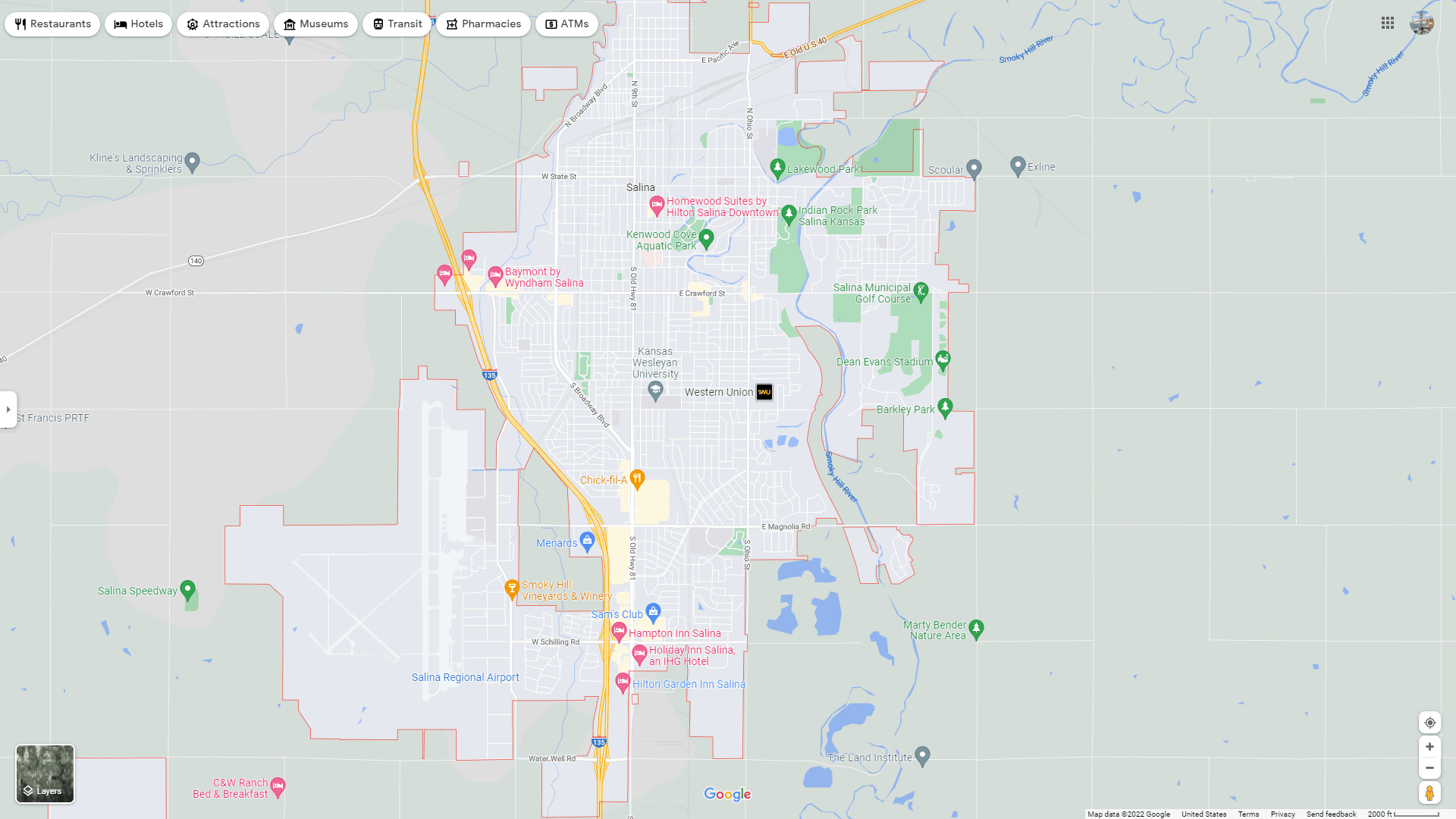 Salina, Kansas Map