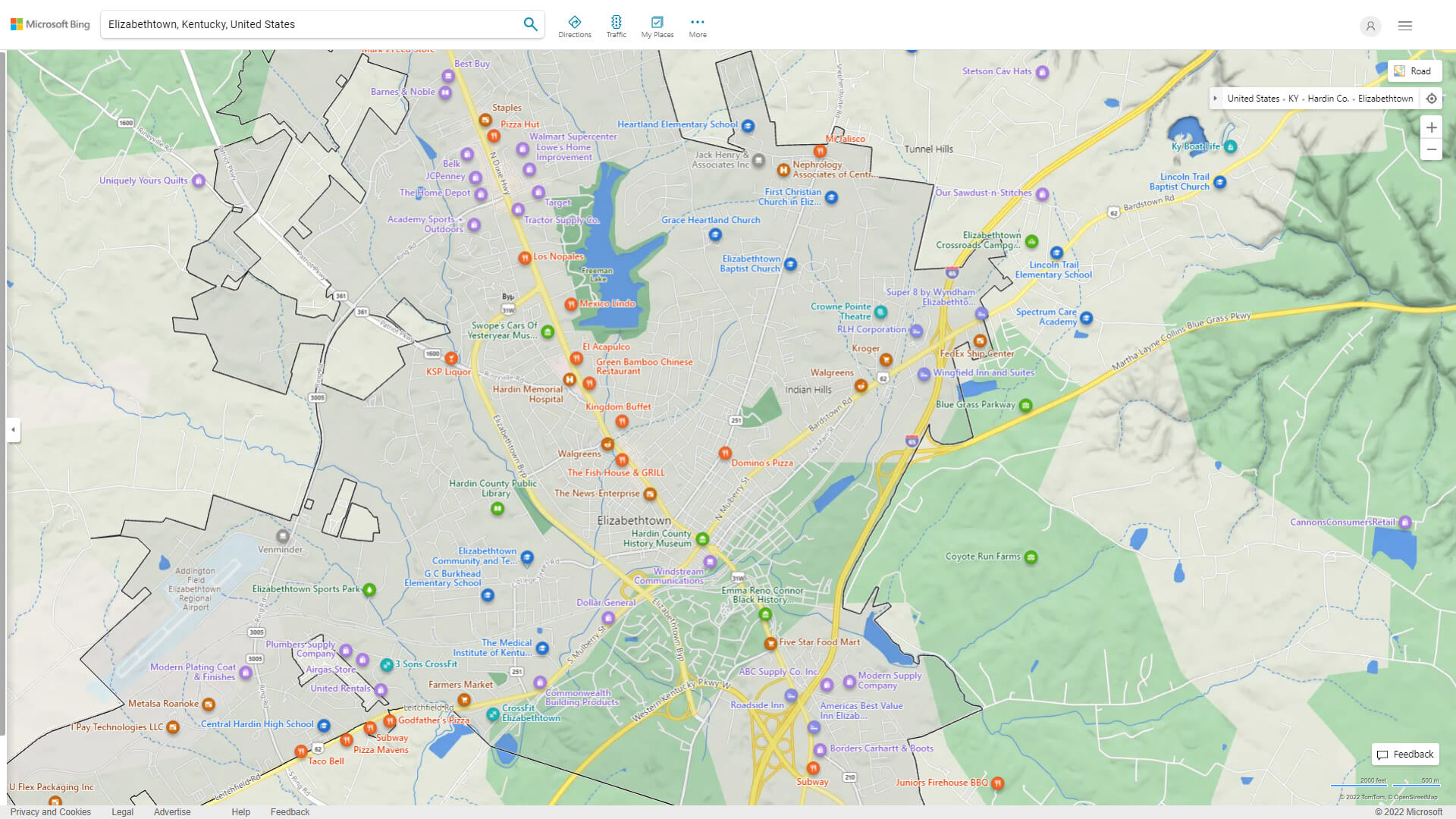 Elizabethtown, Kentucky Map