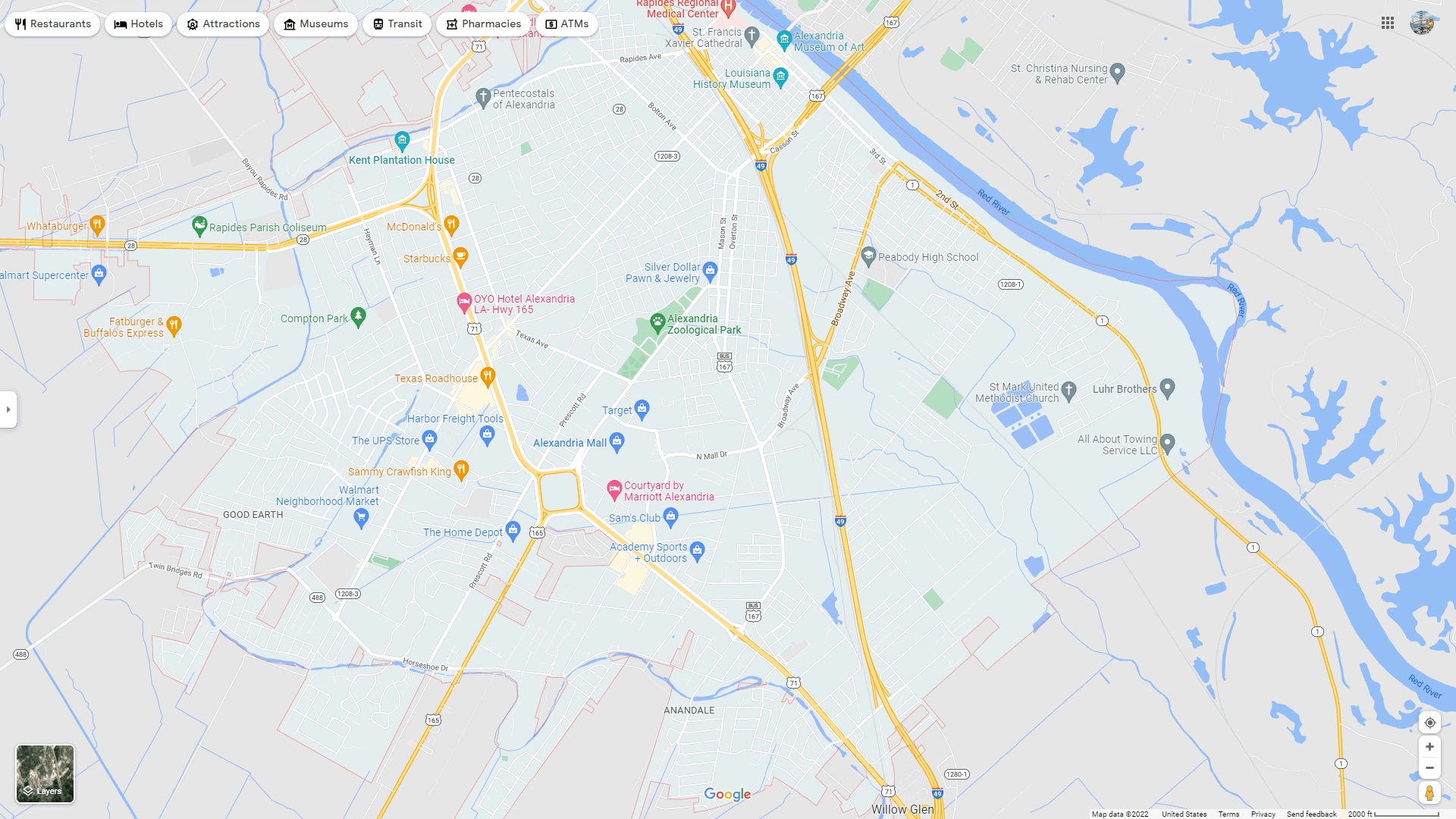 Alexandria Louisiana Map