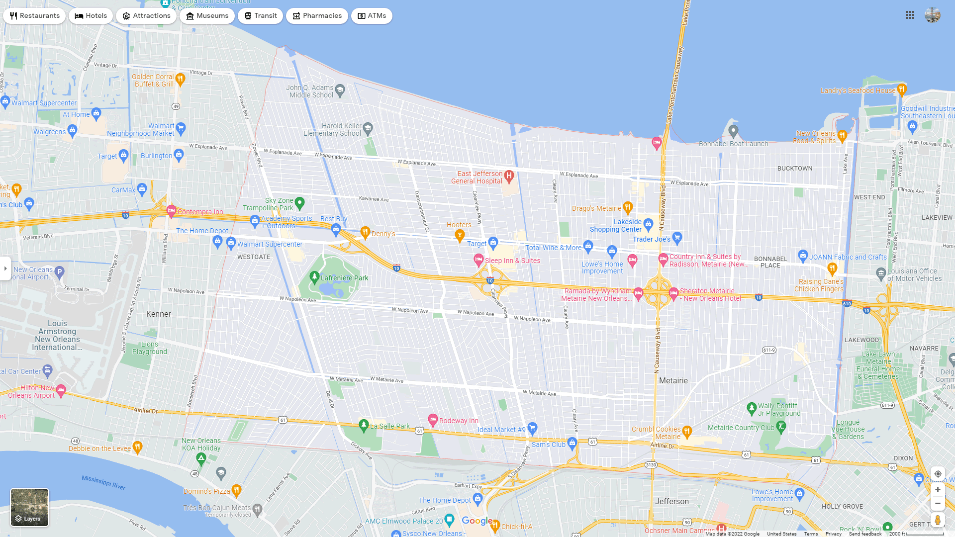 Metairie, Louisiana Map