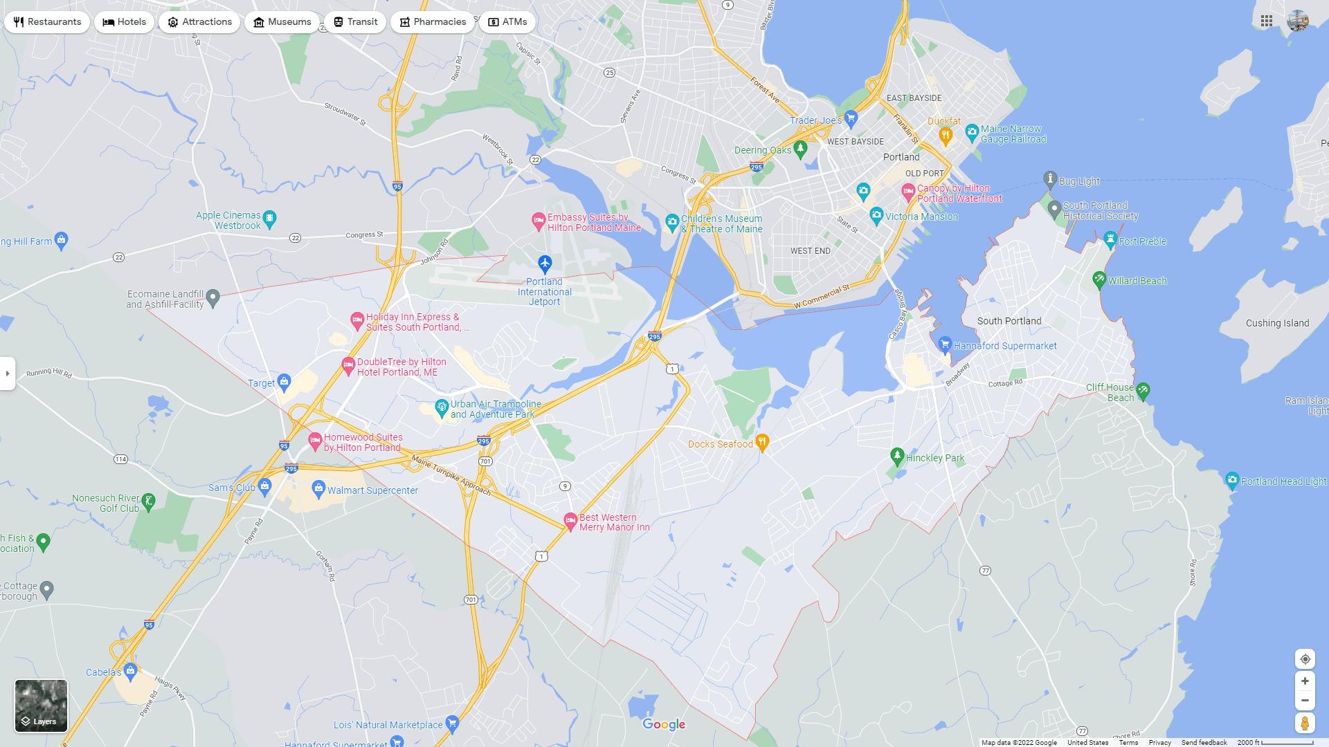 South Portland, Maine Map