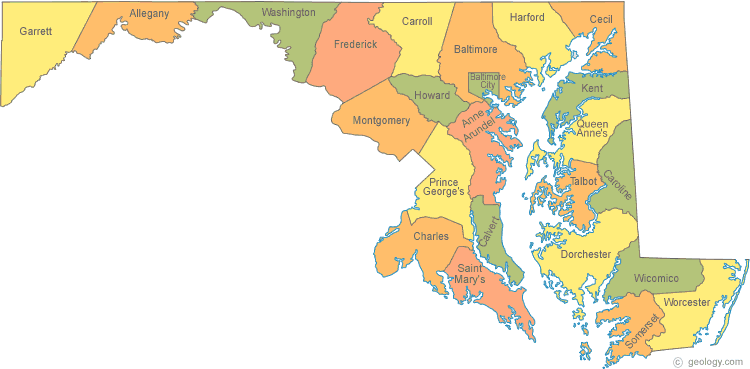 Maryland County Map United States