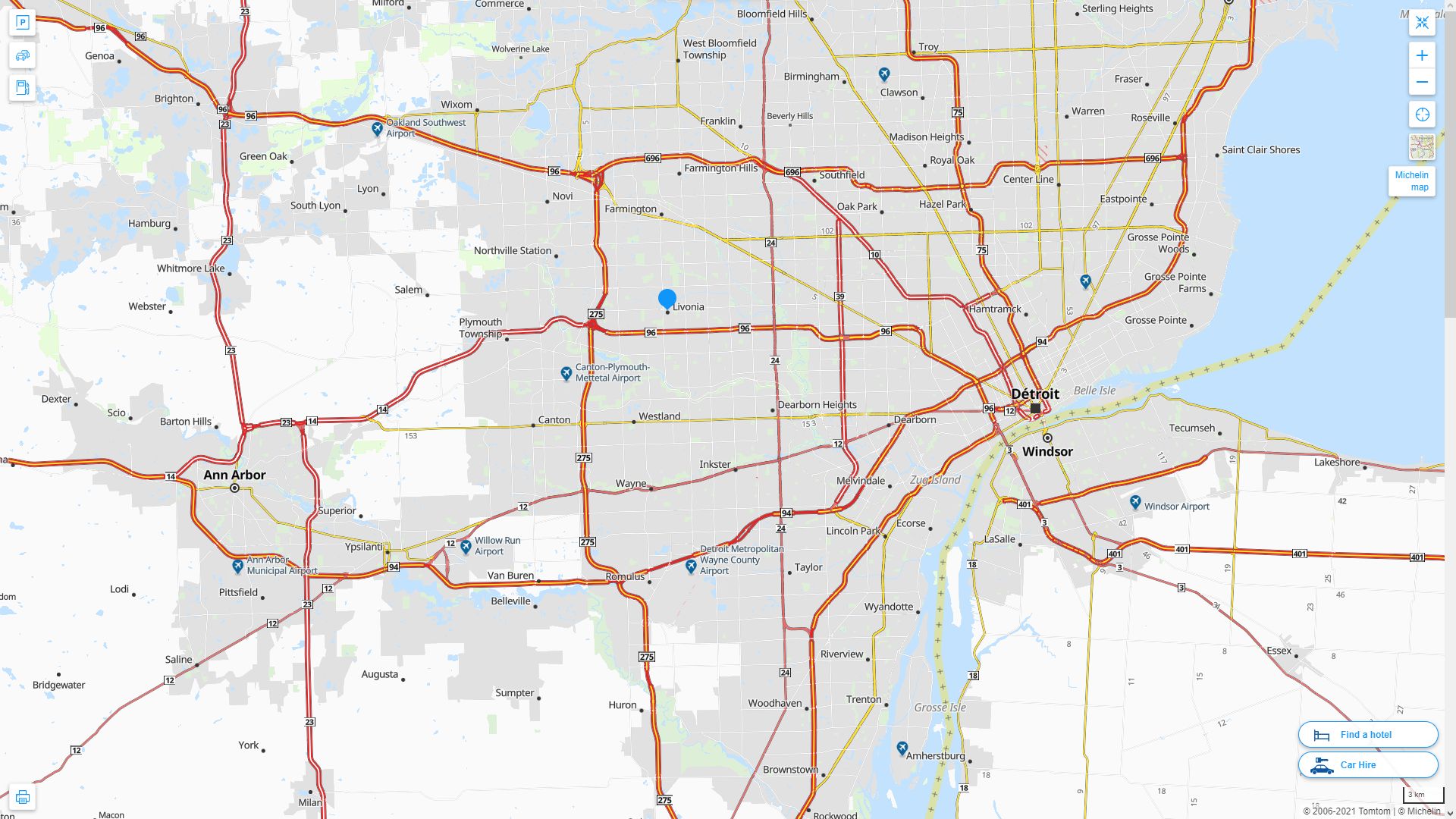 Livonia, Michigan Map