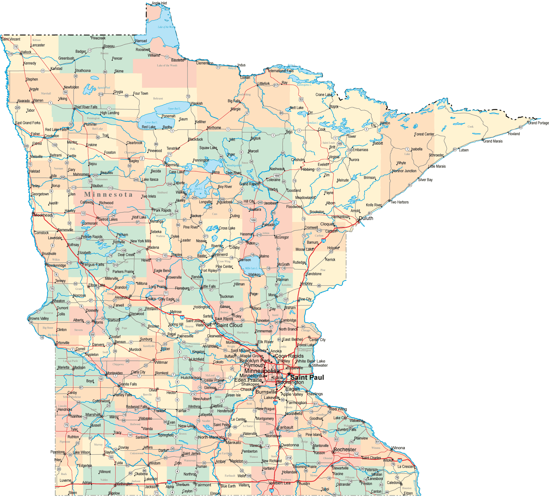 Map Of Minnesota With Cities Minnesota Map