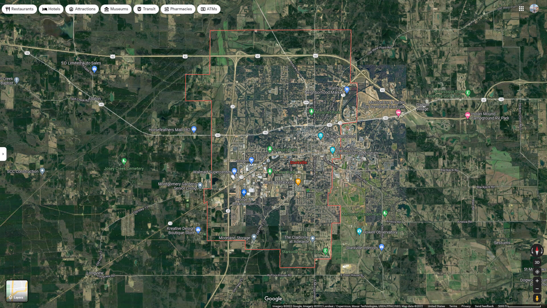 Starkville, Mississippi Map