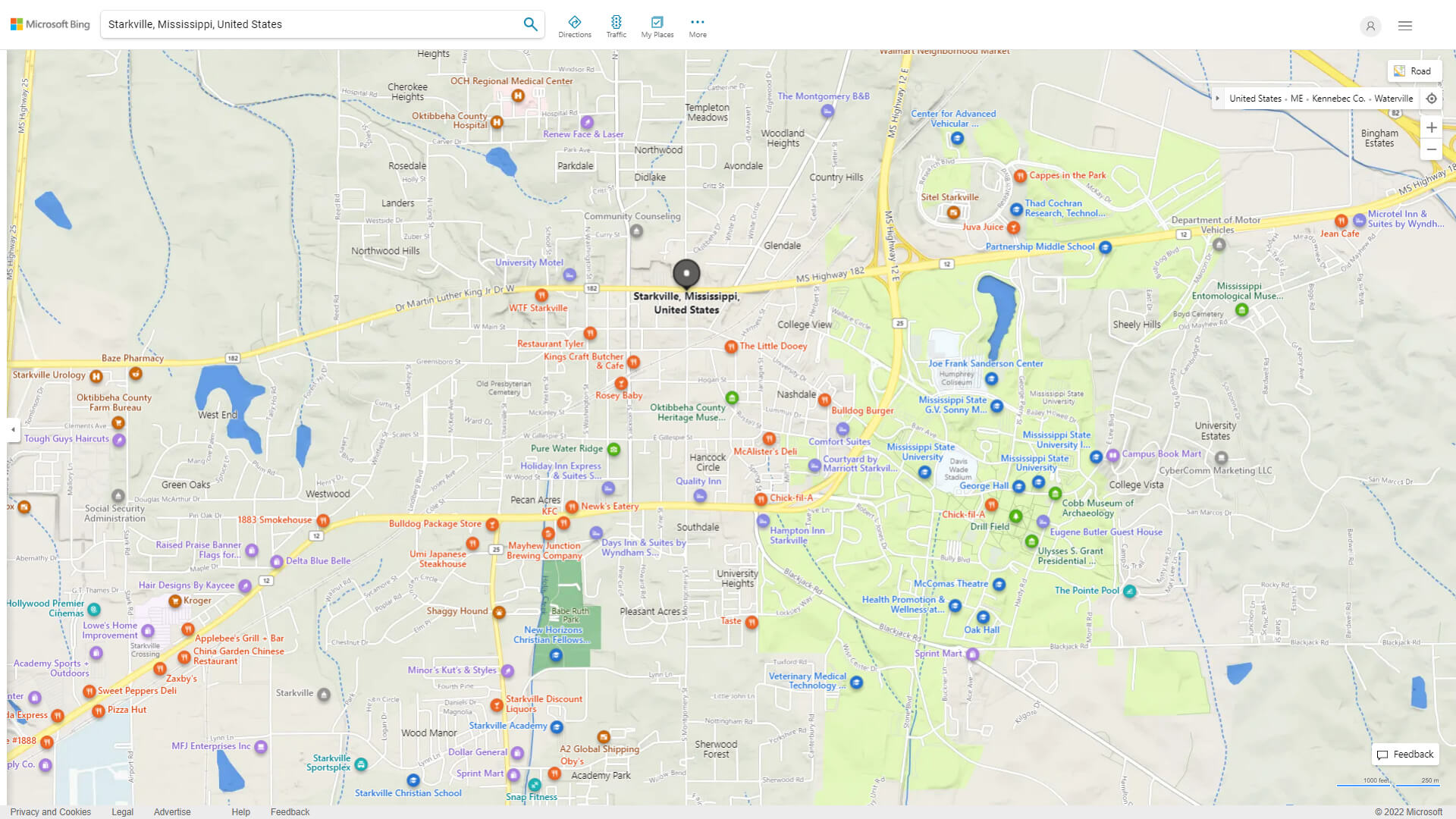 Starkville, Mississippi Map