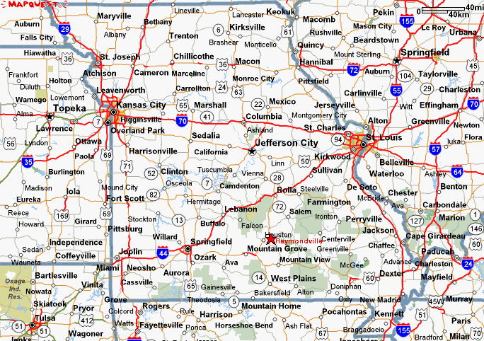 Major Cities Map of Missouri