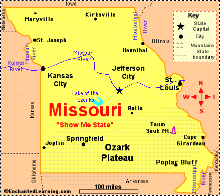Map of Missouri USA