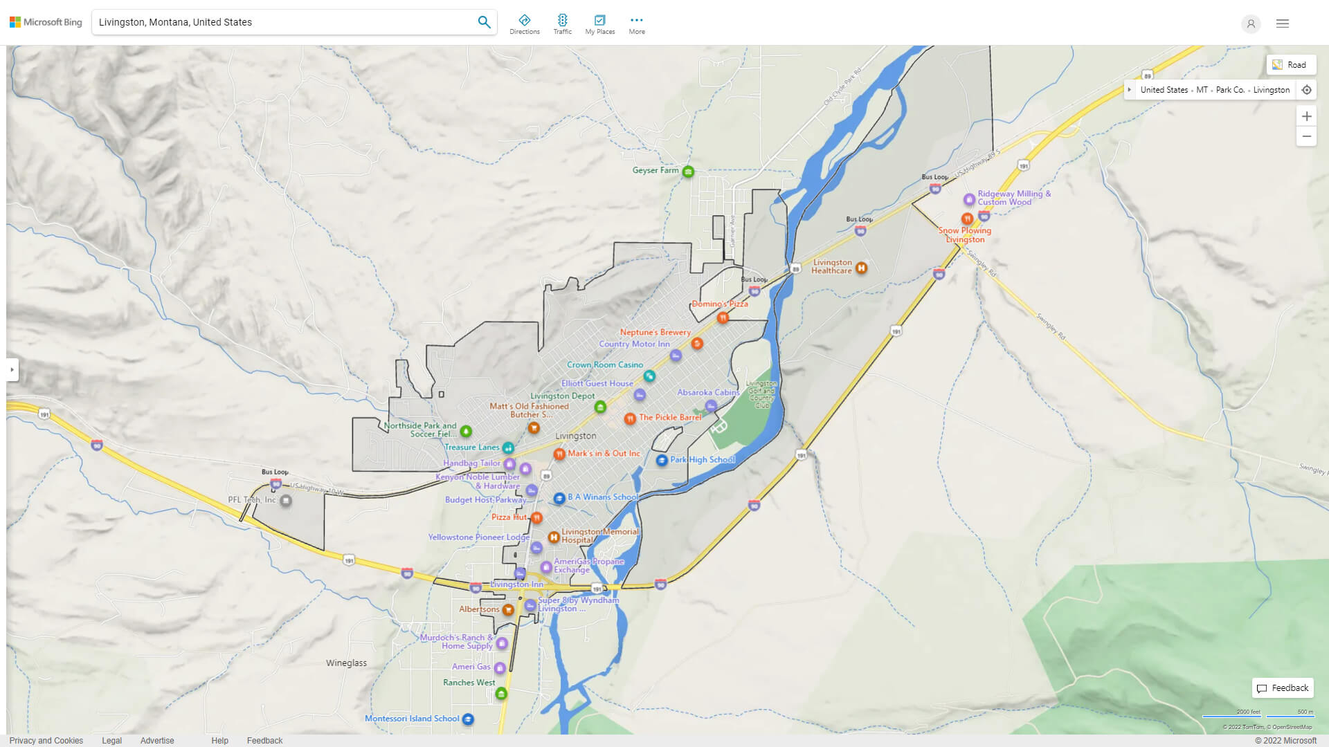 Livingston, Montana Map