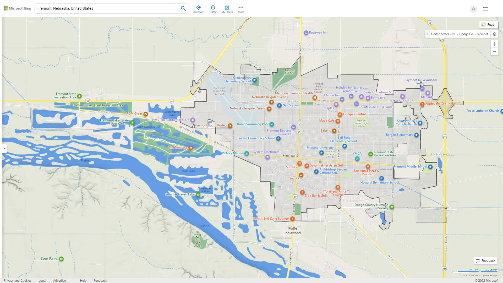 Fremont, Nebraska Map