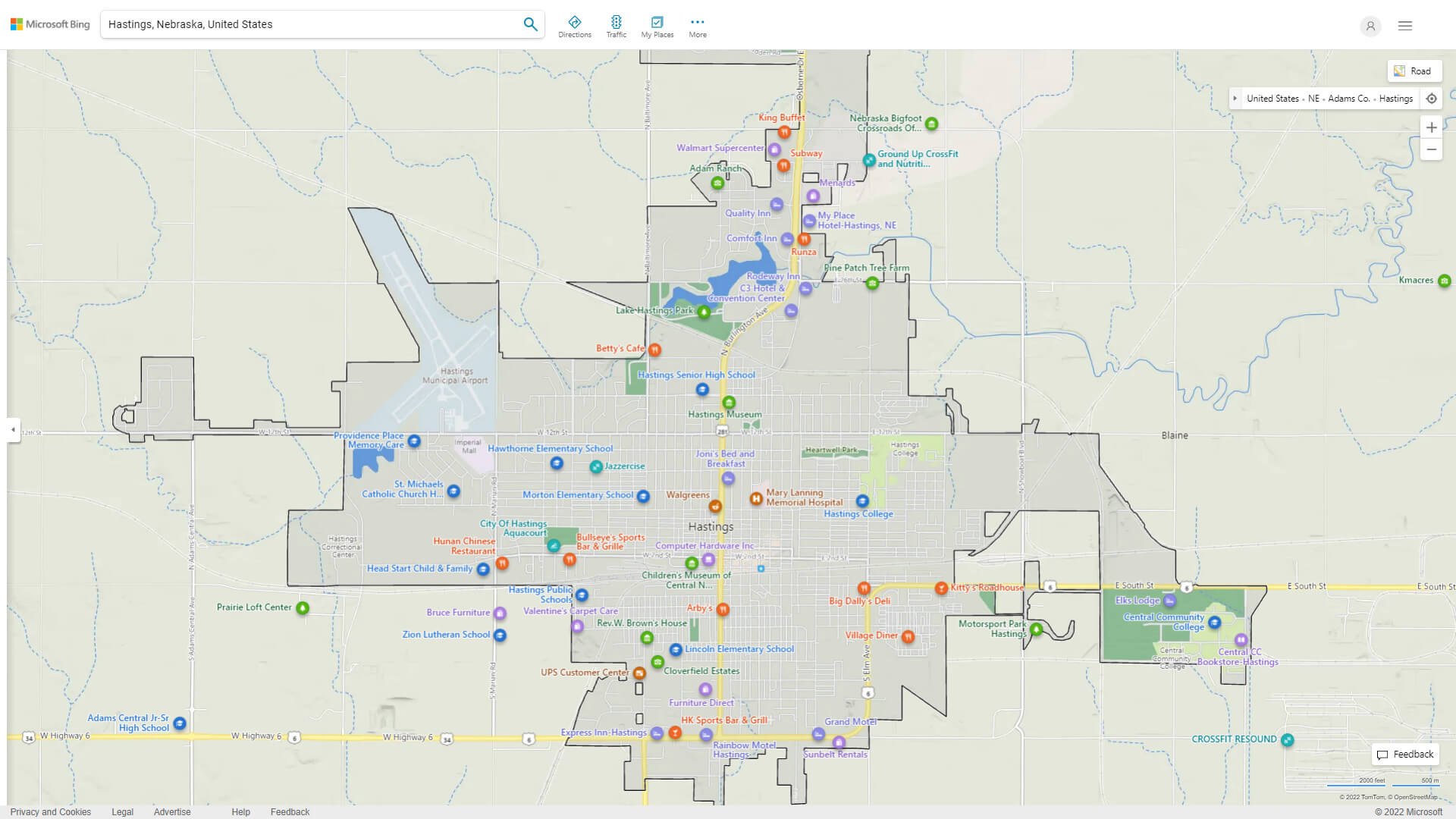 Hastings, Nebraska Map