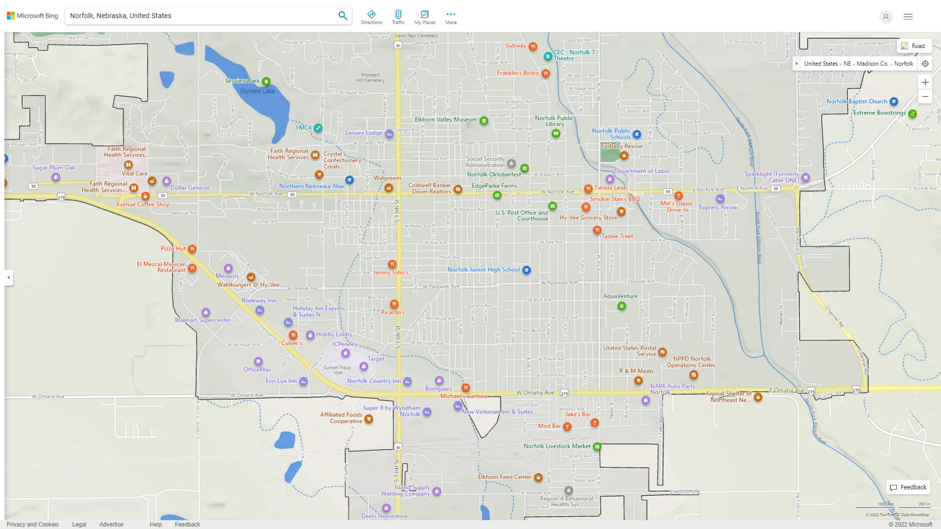 Norfolk, Nebraska Map