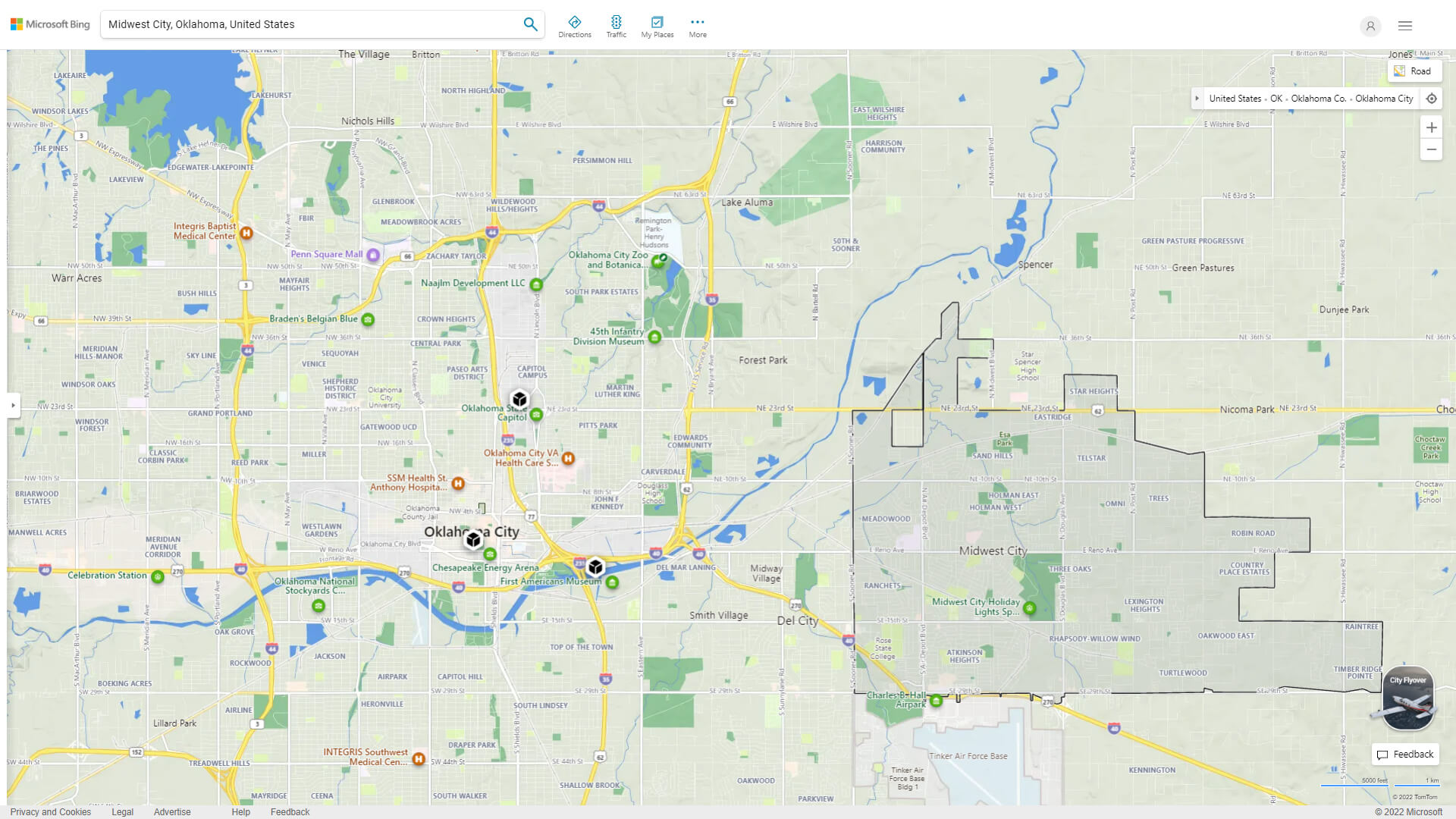 Midwest City, Oklahoma Map