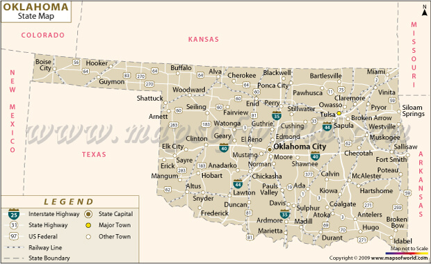 Oklahoma State Map USA