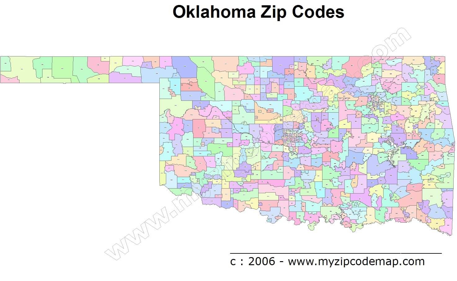 Ok Zip Code Map Oklahoma Zip Code Map