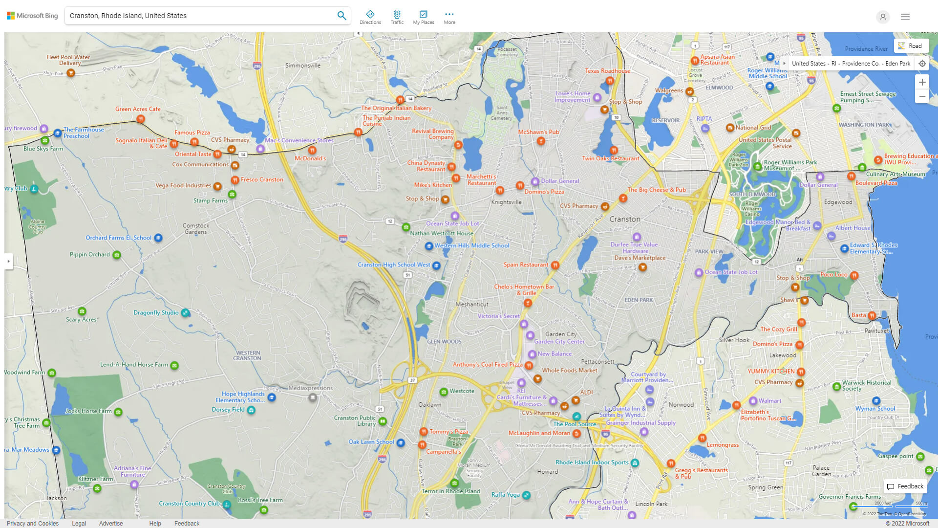 Cranston, Rhode Island Map