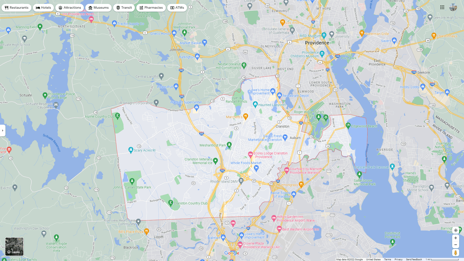 Cranston, Rhode Island Map