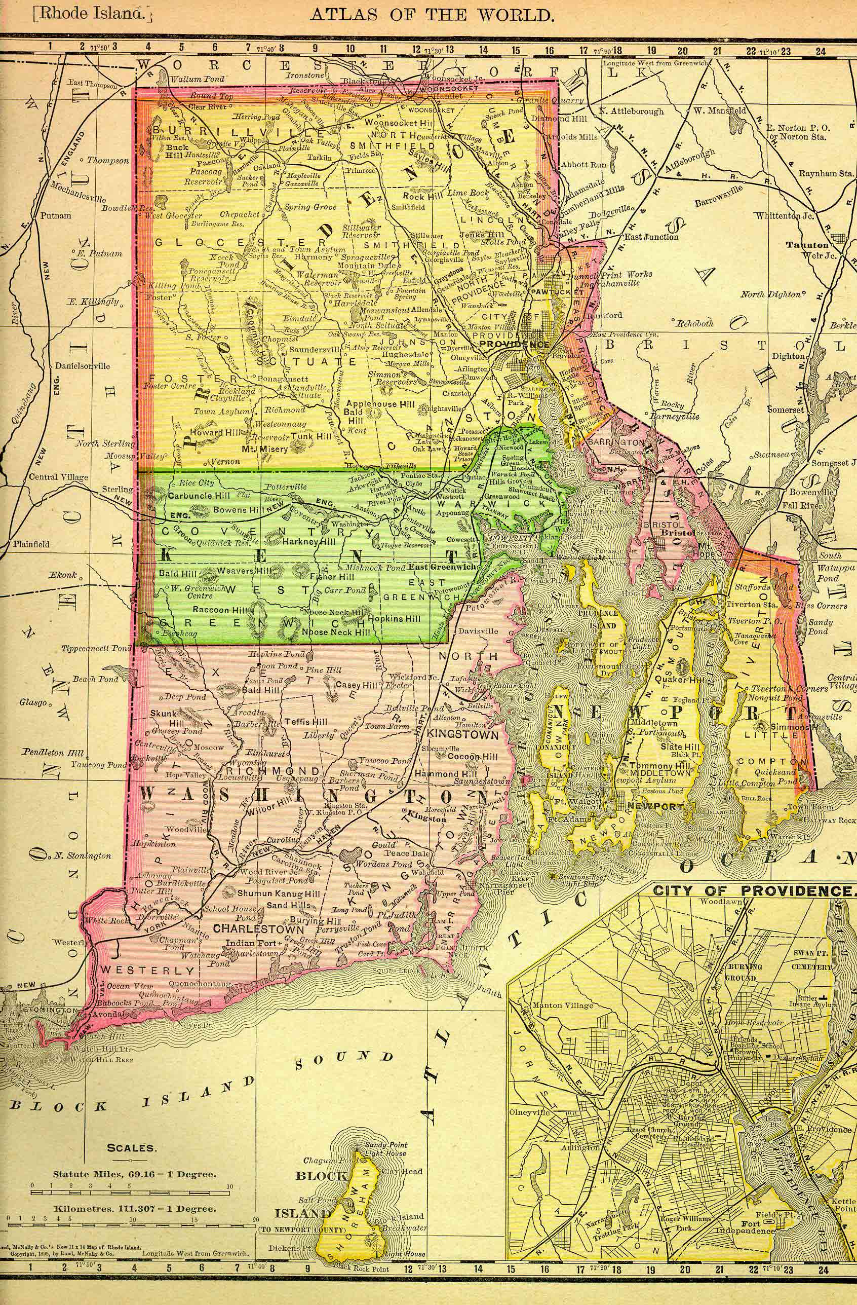 Rhode Island Historical Map 1895