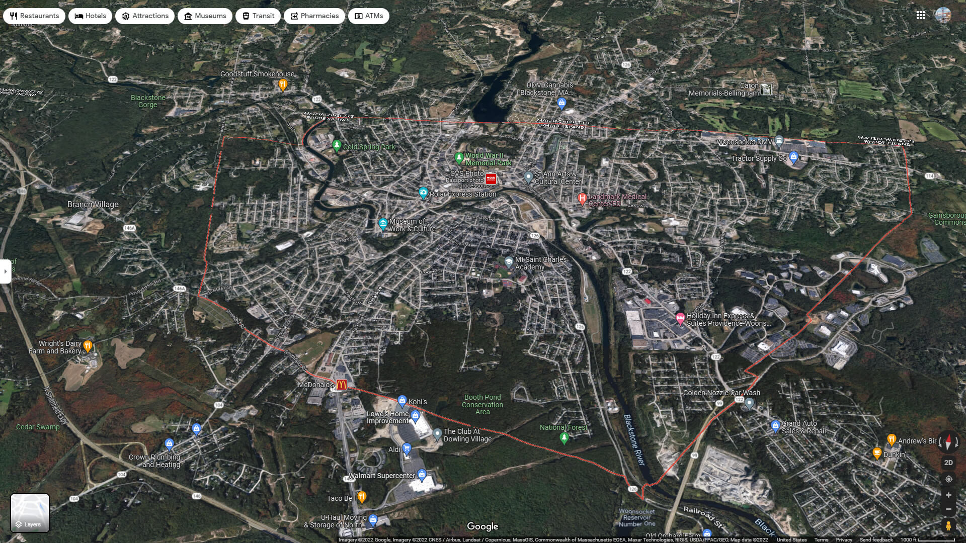 Woonsocket Rhode Island Map