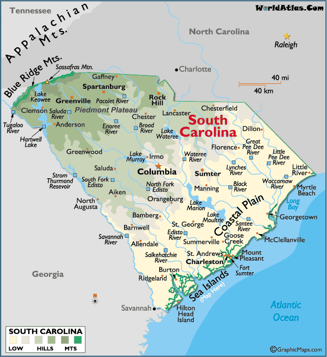 South Carolina Map United States