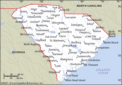 Map Of North And South Carolina Cities South Carolina Cities Map