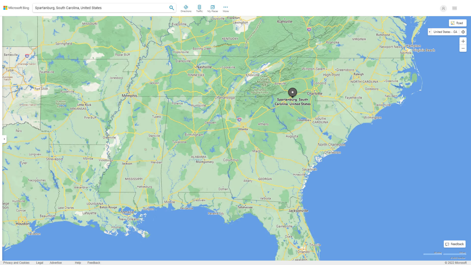 Spartanburg, South Carolina Map