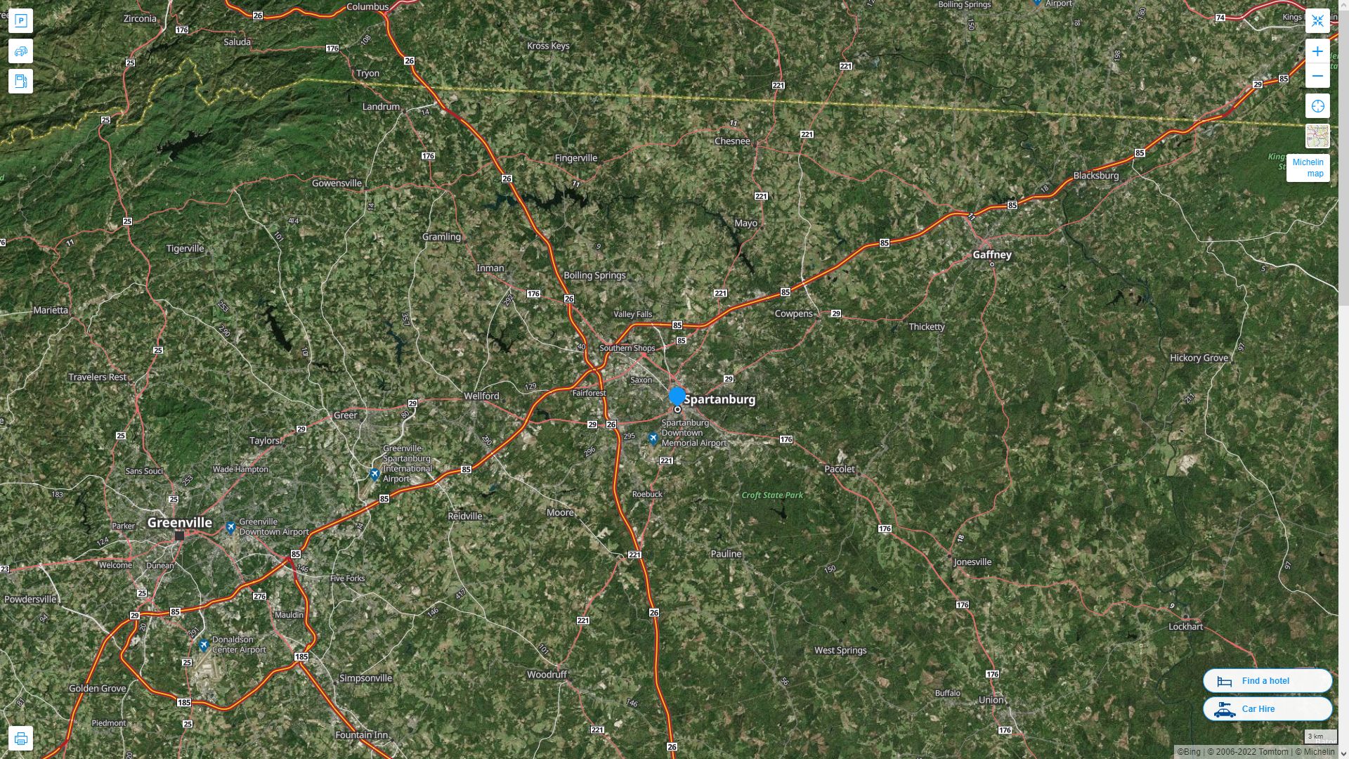 Spartanburg, South Carolina Map