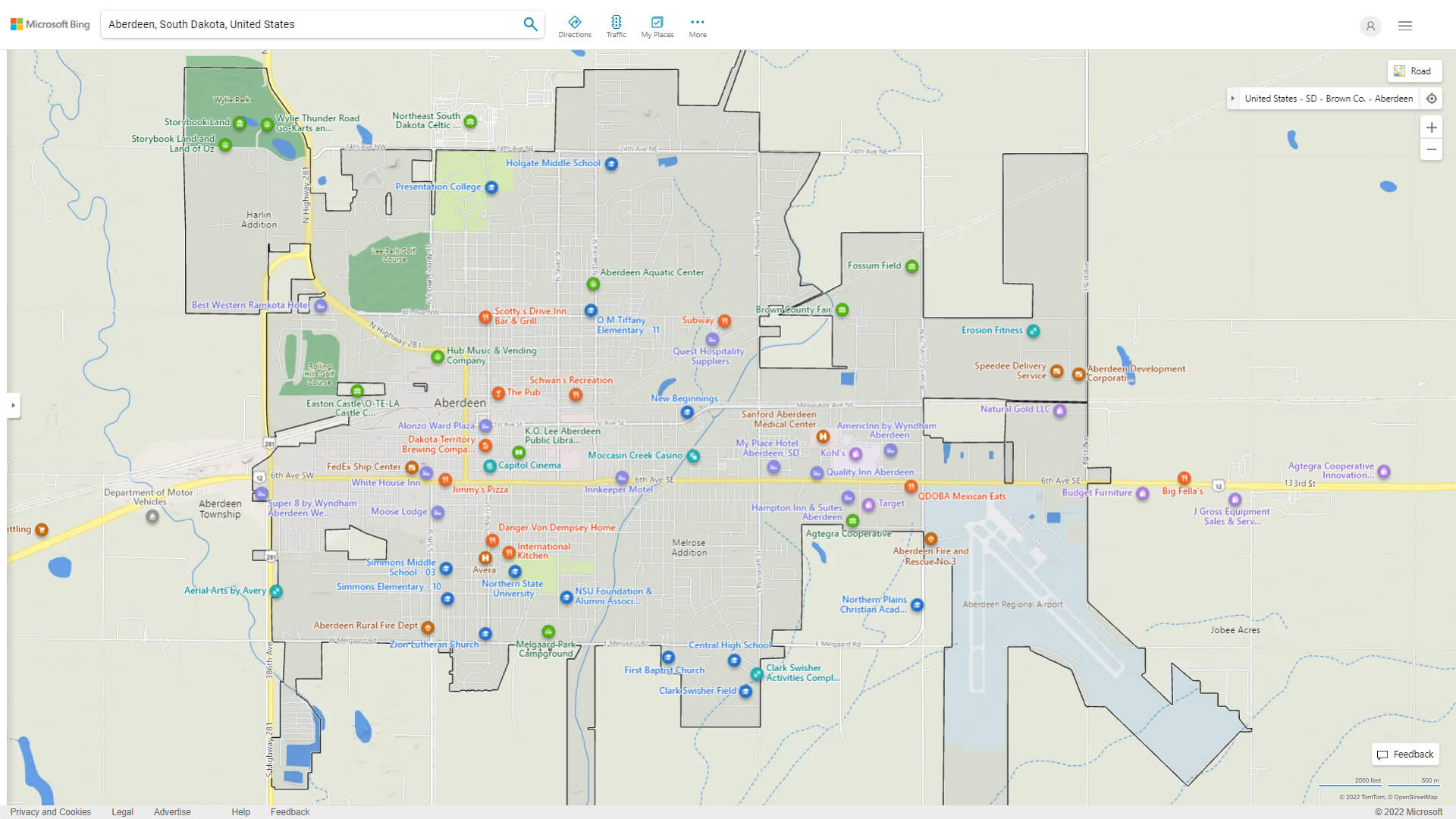 Aberdeen, South Dakota Map